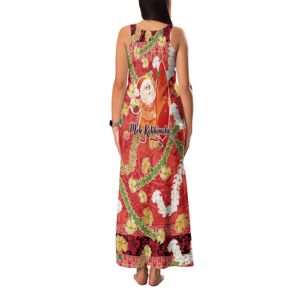 Hawaii Santa Mele Kalikimaka Family Matching Tank Maxi Dress and Hawaiian Shirt Tropical Puakenikeni Lei with Polynesian Tribal Pattern - Polynesian Pride