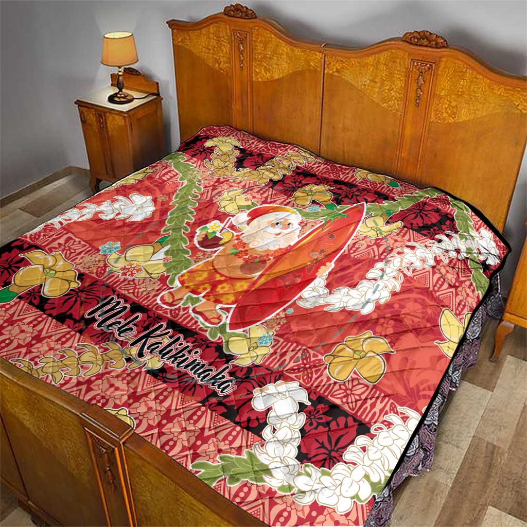 Hawaii Santa Mele Kalikimaka Quilt Tropical Puakenikeni Lei with Polynesian Tribal Pattern - Polynesian Pride