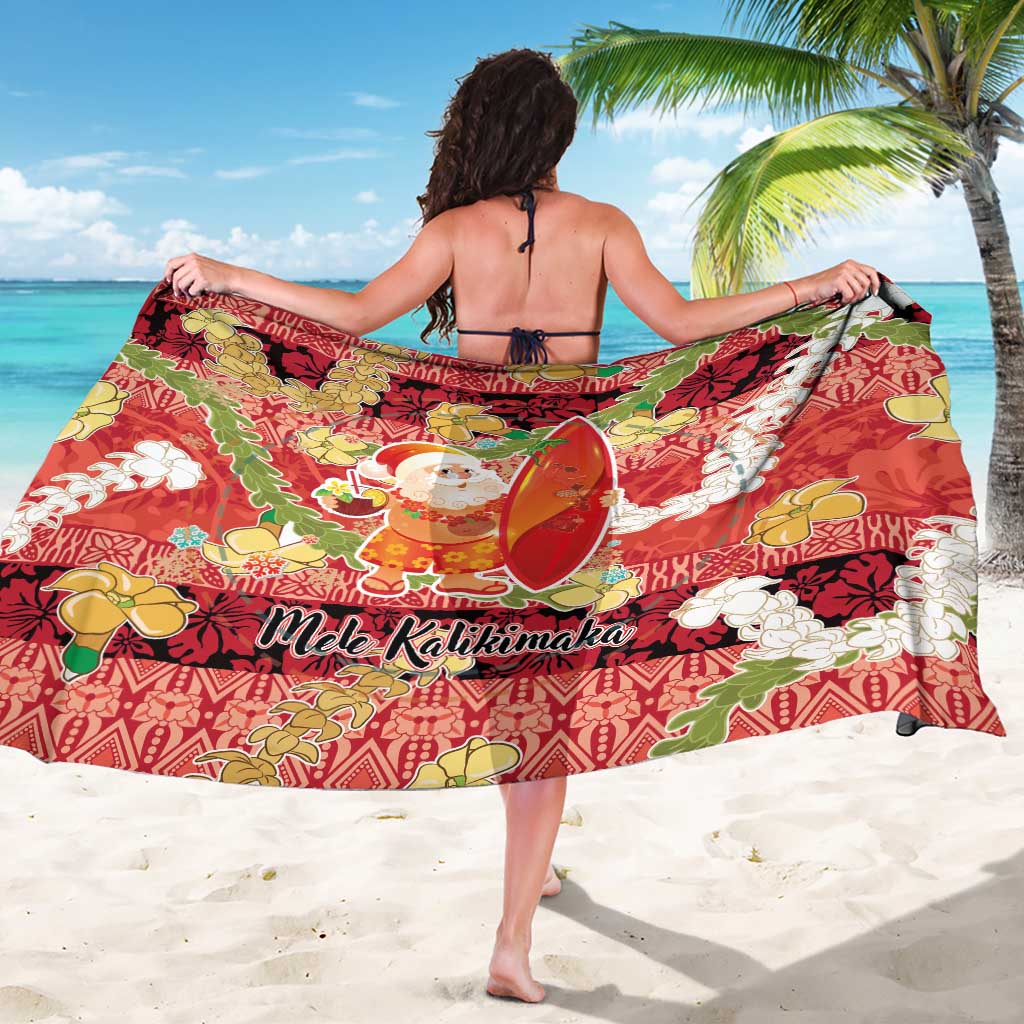 Hawaii Santa Mele Kalikimaka Sarong Tropical Puakenikeni Lei with Polynesian Tribal Pattern - Polynesian Pride