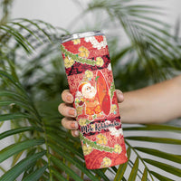 Hawaii Santa Mele Kalikimaka Skinny Tumbler Tropical Puakenikeni Lei with Polynesian Tribal Pattern - Polynesian Pride