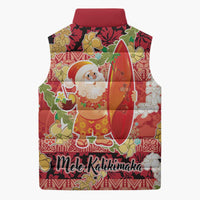 Hawaii Santa Mele Kalikimaka Sleeveless Puffer Jacket Tropical Puakenikeni Lei with Polynesian Tribal Pattern - Polynesian Pride