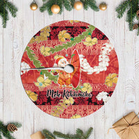 Hawaii Santa Mele Kalikimaka Tree Skirt Tropical Puakenikeni Lei with Polynesian Tribal Pattern LT03 Casual Red - Polynesian Pride