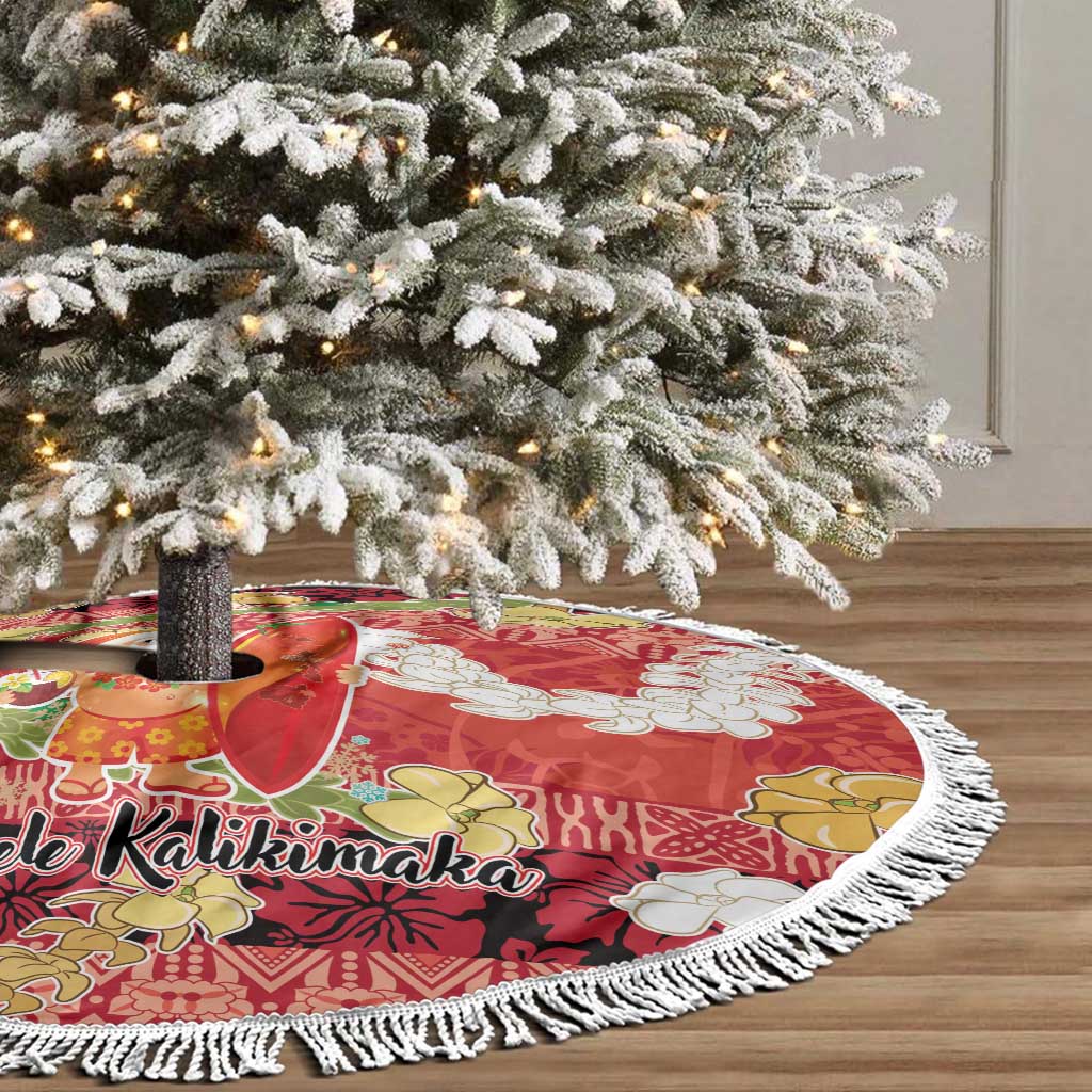 Hawaii Santa Mele Kalikimaka Tree Skirt Tropical Puakenikeni Lei with Polynesian Tribal Pattern LT03 - Polynesian Pride