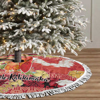 Hawaii Santa Mele Kalikimaka Tree Skirt Tropical Puakenikeni Lei with Polynesian Tribal Pattern LT03 - Polynesian Pride