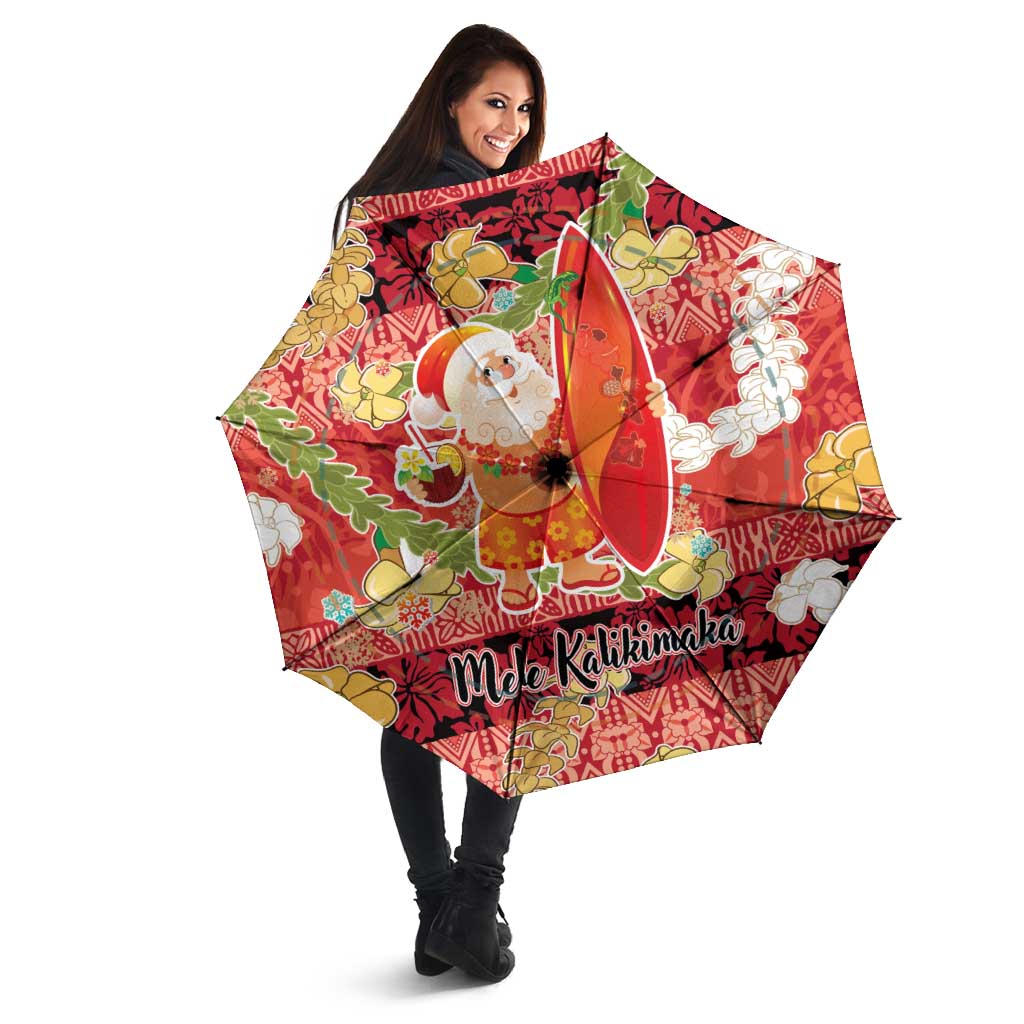 Hawaii Santa Mele Kalikimaka Umbrella Tropical Puakenikeni Lei with Polynesian Tribal Pattern - Polynesian Pride