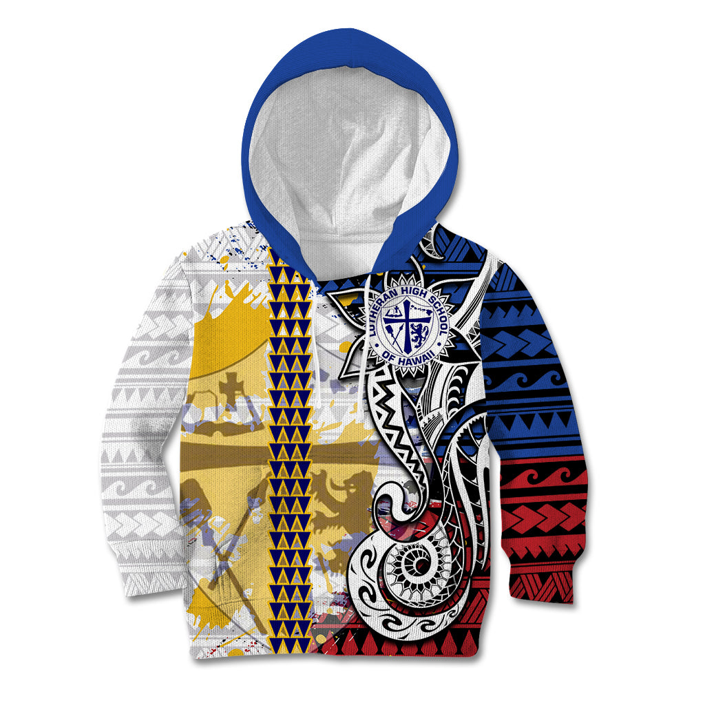 Hawaii Lutheran High School Kid Hoodie Kakau Pattern Splash Style LT03 Hoodie Red - Polynesian Pride