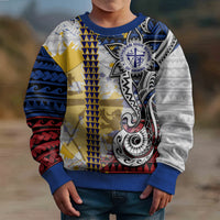 Hawaii Lutheran High School Kid Ugly Christmas Sweater Kakau Pattern Splash Style LT03 - Polynesian Pride