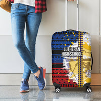 Hawaii Lutheran High School Luggage Cover Kakau Pattern Splash Style LT03 - Polynesian Pride