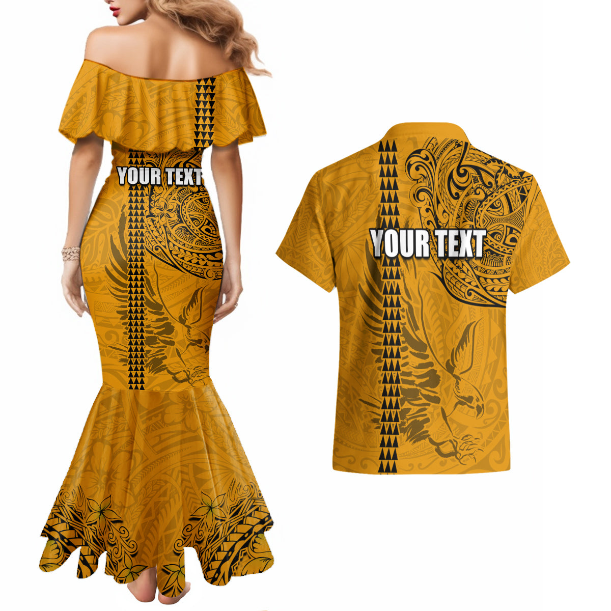 Nanakuli High and Intermediate School Couples Matching Mermaid Dress and Hawaiian Shirt Tribal Kakau Pattern LT03 - Polynesian Pride