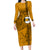 Nanakuli High and Intermediate School Family Matching Long Sleeve Bodycon Dress and Hawaiian Shirt Tribal Kakau Pattern LT03 Mom's Dress Yellow - Polynesian Pride