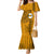 Nanakuli High and Intermediate School Family Matching Mermaid Dress and Hawaiian Shirt Tribal Kakau Pattern LT03 Mom's Dress Yellow - Polynesian Pride