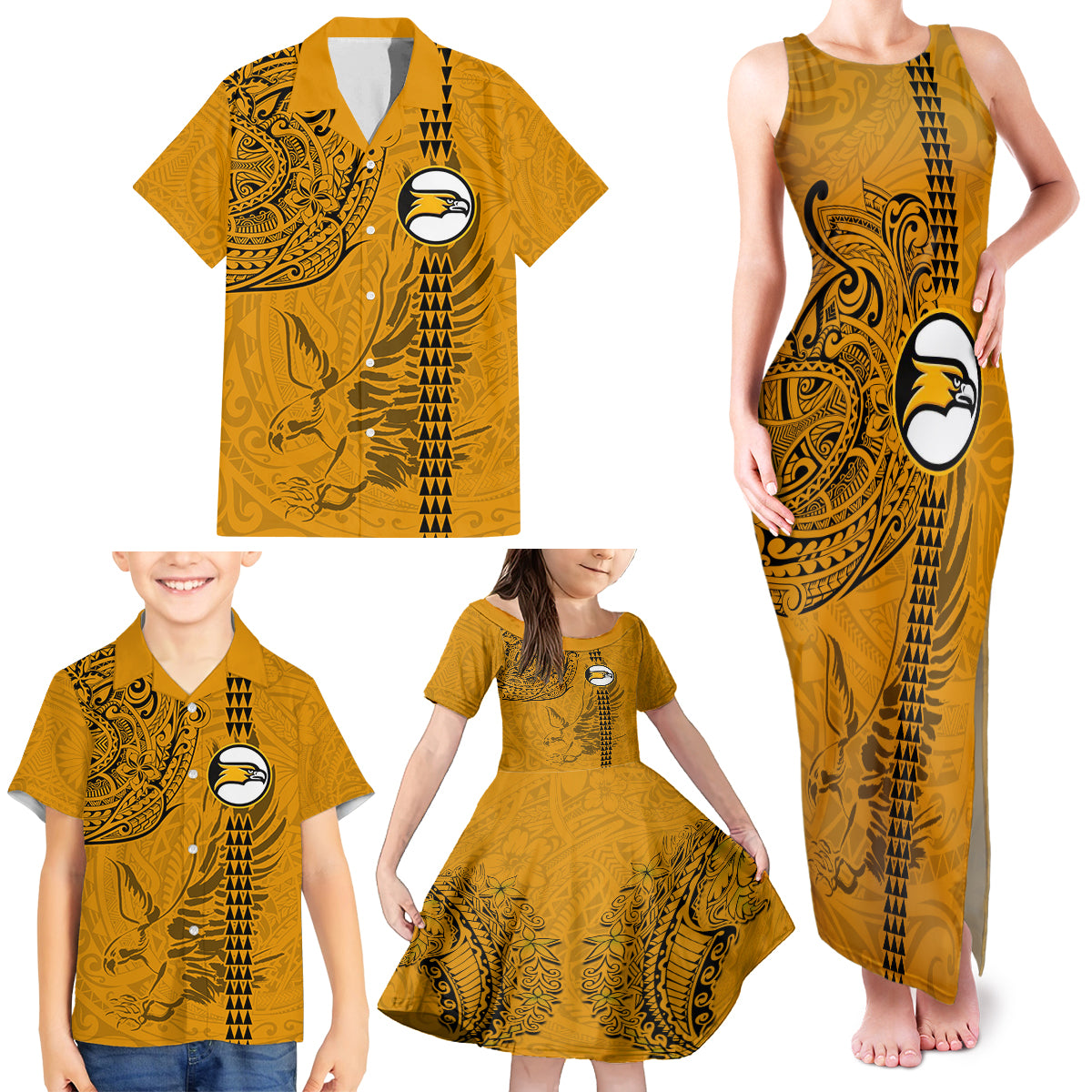 Nanakuli High and Intermediate School Family Matching Tank Maxi Dress and Hawaiian Shirt Tribal Kakau Pattern LT03 - Polynesian Pride