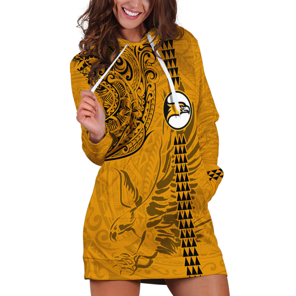 Nanakuli High and Intermediate School Hoodie Dress Tribal Kakau Pattern LT03 Yellow - Polynesian Pride