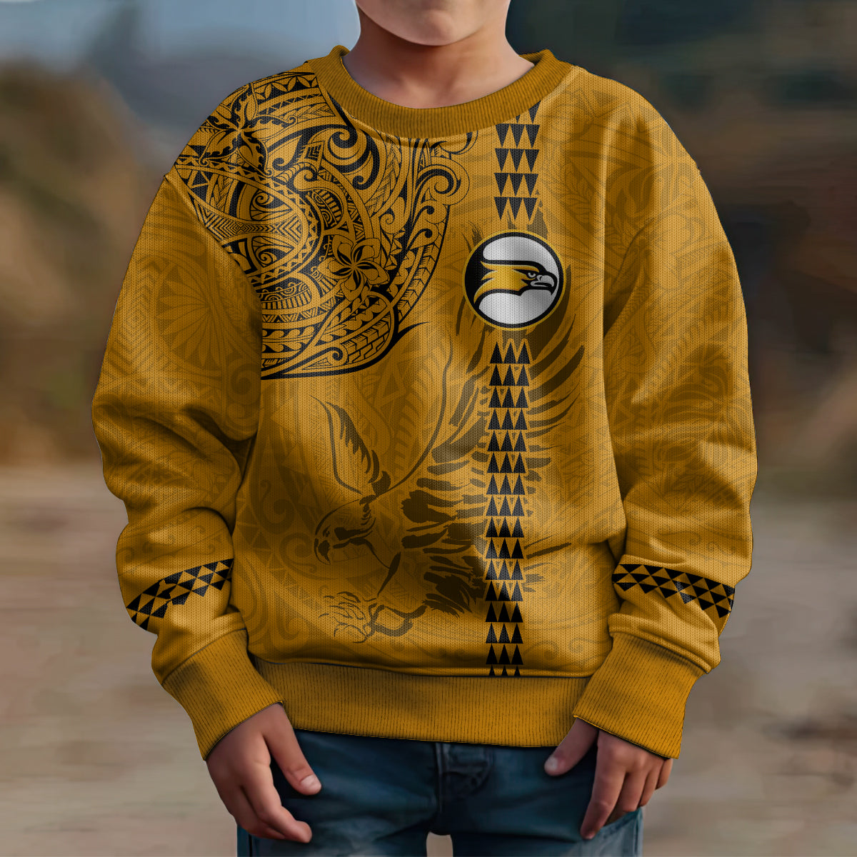 Nanakuli High and Intermediate School Kid Ugly Christmas Sweater Tribal Kakau Pattern LT03 - Polynesian Pride
