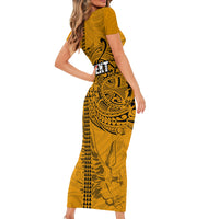 Nanakuli High and Intermediate School Short Sleeve Bodycon Dress Tribal Kakau Pattern LT03 - Polynesian Pride