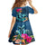 Hawaii Family Matching Long Sleeve Bodycon Dress and Hawaiian Shirt Whale Mix Hibiscus and Kanaka Maoli Blue Version LT03 - Polynesian Pride