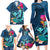 Hawaii Family Matching Long Sleeve Bodycon Dress and Hawaiian Shirt Whale Mix Hibiscus and Kanaka Maoli Blue Version LT03 - Polynesian Pride