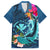 Hawaii Family Matching Long Sleeve Bodycon Dress and Hawaiian Shirt Whale Mix Hibiscus and Kanaka Maoli Blue Version LT03 Dad's Shirt - Short Sleeve Blue - Polynesian Pride