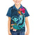 Hawaii Family Matching Long Sleeve Bodycon Dress and Hawaiian Shirt Whale Mix Hibiscus and Kanaka Maoli Blue Version LT03 Son's Shirt Blue - Polynesian Pride