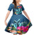 Hawaii Family Matching Mermaid Dress and Hawaiian Shirt Whale Mix Hibiscus and Kanaka Maoli Blue Version LT03 Daughter's Dress Blue - Polynesian Pride