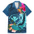 Hawaii Family Matching Mermaid Dress and Hawaiian Shirt Whale Mix Hibiscus and Kanaka Maoli Blue Version LT03 Dad's Shirt - Short Sleeve Blue - Polynesian Pride