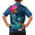 Hawaii Family Matching Off Shoulder Long Sleeve Dress and Hawaiian Shirt Whale Mix Hibiscus and Kanaka Maoli Blue Version LT03 - Polynesian Pride