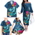 Hawaii Family Matching Off Shoulder Long Sleeve Dress and Hawaiian Shirt Whale Mix Hibiscus and Kanaka Maoli Blue Version LT03 - Polynesian Pride