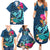 Hawaii Family Matching Summer Maxi Dress and Hawaiian Shirt Whale Mix Hibiscus and Kanaka Maoli Blue Version LT03 - Polynesian Pride