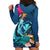 Hawaii Hoodie Dress Whale Mix Hibiscus and Kanaka Maoli Blue Version LT03 - Polynesian Pride