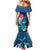 Hawaii Mermaid Dress Whale Mix Hibiscus and Kanaka Maoli Blue Version LT03 - Polynesian Pride