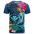 Hawaii T Shirt Whale Mix Hibiscus and Kanaka Maoli Blue Version LT03 Blue - Polynesian Pride