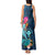 Hawaii Tank Maxi Dress Whale Mix Hibiscus and Kanaka Maoli Blue Version LT03 - Polynesian Pride