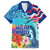 Hawaii Race For Whales Family Matching Off Shoulder Maxi Dress and Hawaiian Shirt Flag and Polynesian Hibiscus LT03 Dad's Shirt - Short Sleeve Blue - Polynesian Pride