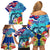 Hawaii Race For Whales Family Matching Off Shoulder Short Dress and Hawaiian Shirt Flag and Polynesian Hibiscus LT03 - Polynesian Pride