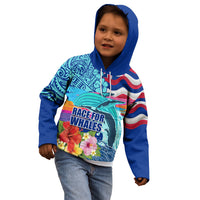 Hawaii Race For Whales Kid Hoodie Flag and Polynesian Hibiscus LT03 - Polynesian Pride