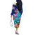 Hawaii Race For Whales Off The Shoulder Long Sleeve Dress Flag and Polynesian Hibiscus LT03 - Polynesian Pride