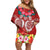 Polynesian Valentine Day Family Matching Off Shoulder Short Dress and Hawaiian Shirt Love Couple Turtle Maori Hibiscus Red Style LT03 Mom's Dress Red - Polynesian Pride