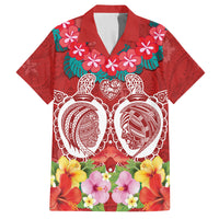 Polynesian Valentine Day Family Matching Puletasi and Hawaiian Shirt Love Couple Turtle Maori Hibiscus Red Style LT03 Dad's Shirt - Short Sleeve Red - Polynesian Pride