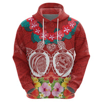 Polynesian Valentine Day Hoodie Love Couple Turtle Maori Hibiscus Red Style LT03 - Polynesian Pride