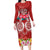 Polynesian Valentine Day Long Sleeve Bodycon Dress Love Couple Turtle Maori Hibiscus Red Style LT03 Long Dress Red - Polynesian Pride