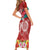 Polynesian Valentine Day Short Sleeve Bodycon Dress Love Couple Turtle Maori Hibiscus Red Style LT03 - Polynesian Pride