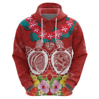 Polynesian Valentine Day Zip Hoodie Love Couple Turtle Maori Hibiscus Red Style LT03 - Polynesian Pride