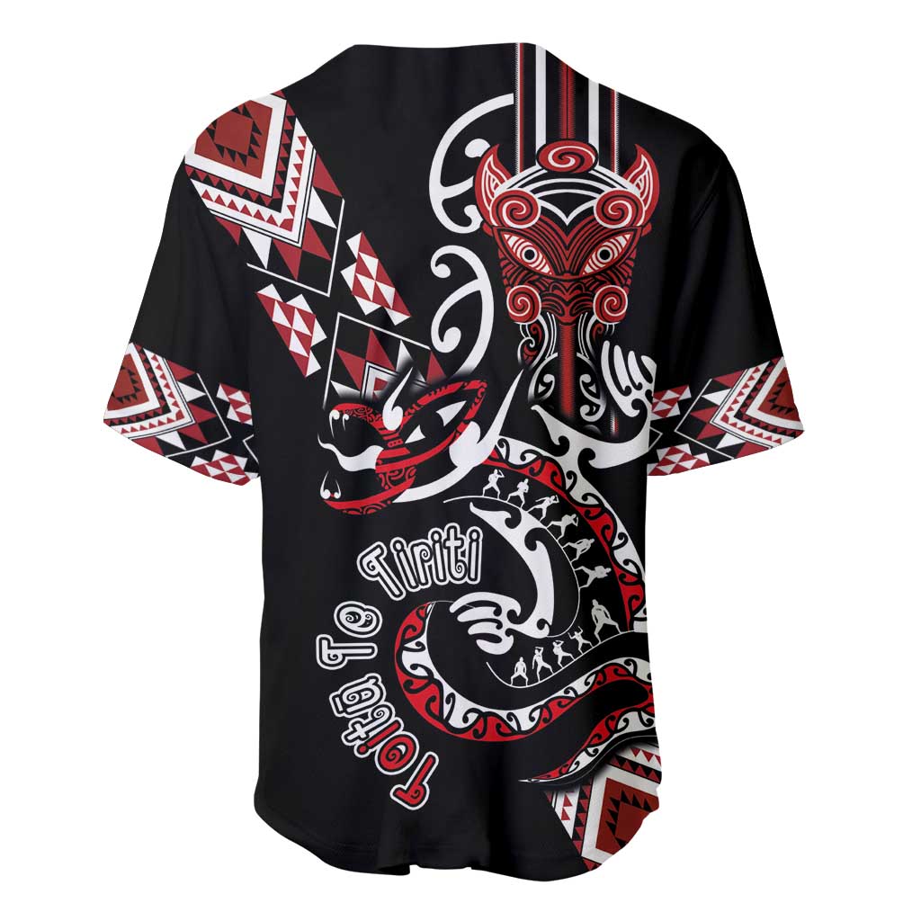 Aotearoa Toitu Te Tiriti-Honour the Treaty Baseball Jersey Maori Taniwha Haka with Taniko and Tukutuku