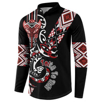 Aotearoa Toitu Te Tiriti-Honour the Treaty Button Sweatshirt Maori Taniwha Haka with Taniko and Tukutuku