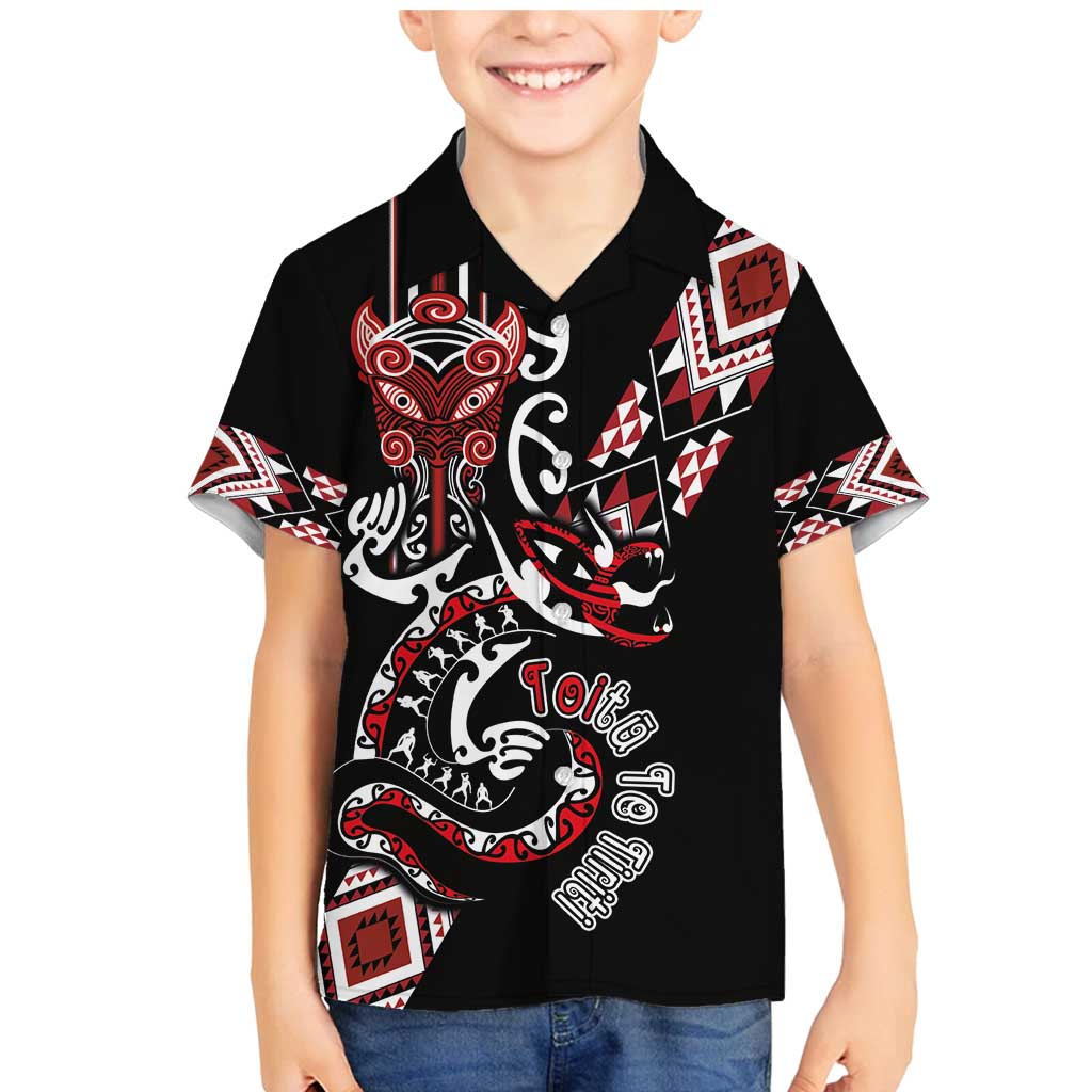 Aotearoa Toitu Te Tiriti-Honour the Treaty Family Matching Mermaid Dress and Hawaiian Shirt Maori Taniwha Haka with Taniko and Tukutuku