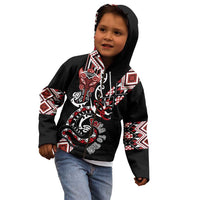 Aotearoa Toitu Te Tiriti-Honour the Treaty Kid Hoodie Maori Taniwha Haka with Taniko and Tukutuku