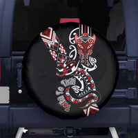 Aotearoa Toitu Te Tiriti-Honour the Treaty Spare Tire Cover Maori Taniwha Haka with Taniko and Tukutuku