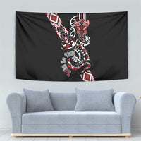 Aotearoa Toitu Te Tiriti-Honour the Treaty Tapestry Maori Taniwha Haka with Taniko and Tukutuku