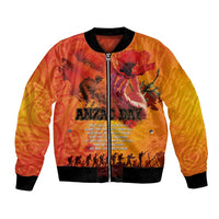 Australia and New Zealand ANZAC Day Bomber Jacket Soldiers Memories - Red Poppies with Aboriginal and Maori Art