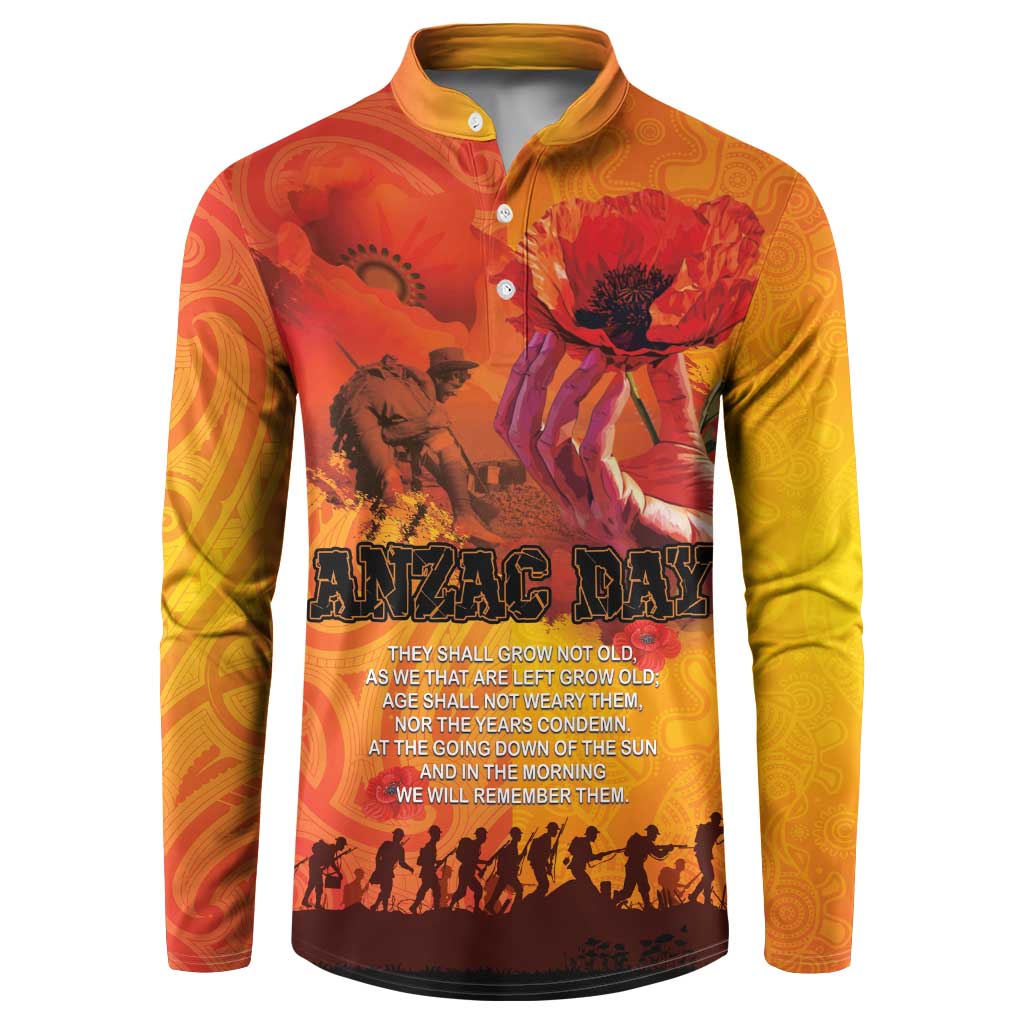 Australia and New Zealand ANZAC Day Button Sweatshirt Soldiers Memories - Red Poppies with Aboriginal and Maori Art